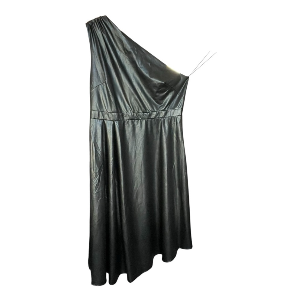 Sofia by Sofia Vergara Black Vegan Leather One-Shoulder Dress - Size 2X - Picture 2 of 10
